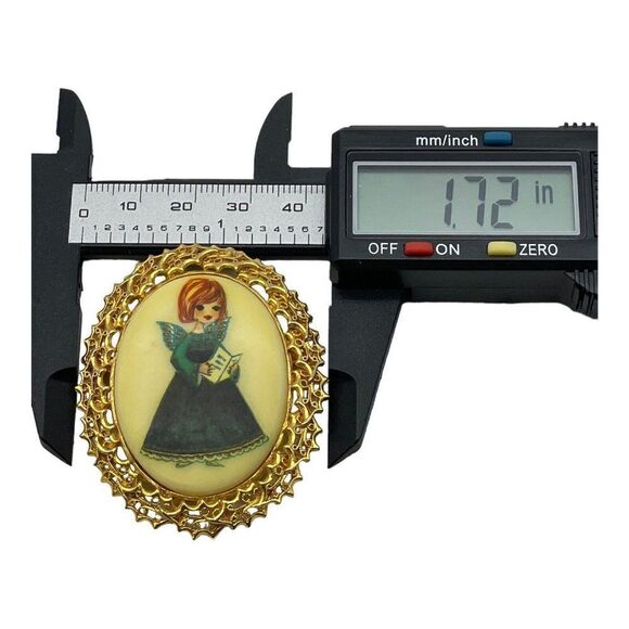 Vintage Signed Tancer II Christmas Brooch Angel Oval - Picture 2 of 7